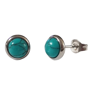 Aramat Jewels | Oorbellen | Stalen oorbellen groen gemarmerd 8mm zilverkleur | | | |8mm | Staal | Volwassenen | Verkleurd niet