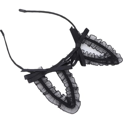 Bandeau Oreilles en Dentelle Femmes Filles Mignon Décoration Nœud Papillon Halloween Cosplay Fête Bandeau black
