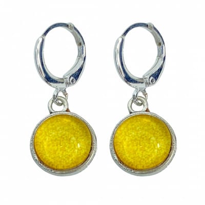 Zilveren oorhanger met geel steentje Cleo - Charme Bijoux