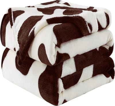 Extra Dikke Warme Fleece Plaid 230x270cm Koe Bruin Dubbelzijdig voor Bank en Bed