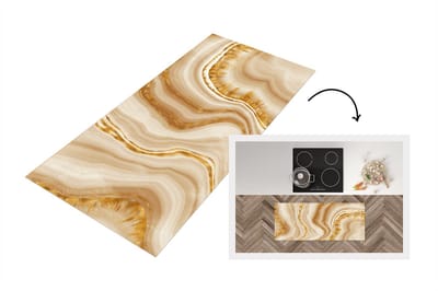 Keukenloper - Loper keuken - Marmer - Goud - Patronen - 120x50 cm - Keukenloper vinyl