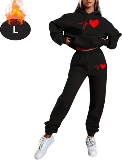 Nivard Joggingpak - Huispak - Volwassenen - Trainingspak - Comfortabel - Joggingsbroek - Tracksuit - Dames - Winter - Zwart - L