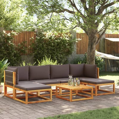 vidaXL - 7-delige - tuinbankset - met - kussens - acaciahout - & - touw