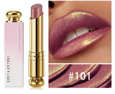 Parelmoer Lippenstift Gouden Mauve – Metallic Shimmer Lipstick met Gouden Glans – Langhoudende Lippenstift