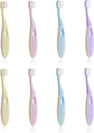 Set van 8 Zachte Kinder Tandenborstels voor Gevoelige Tandvlees - Micro Nano Tandenborstels voor Kinderen van 3 tot 12 Jaar - Ideaal voor Tandverzorging en Mondhygiëne