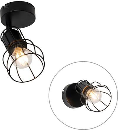 QAZQA botu - Moderne Plafondlamp en wandlamp voor binnen - 1 lichts - D 18 cm - Zwart - Woonkamer | Slaapkamer | Keuken