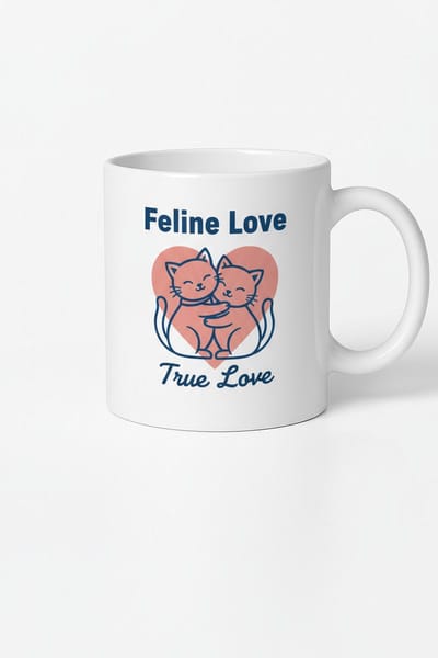 Feline Love True Love Mok | Knuffelende Katten Liefdes Mok | Cadeau voor Kattenliefhebbers