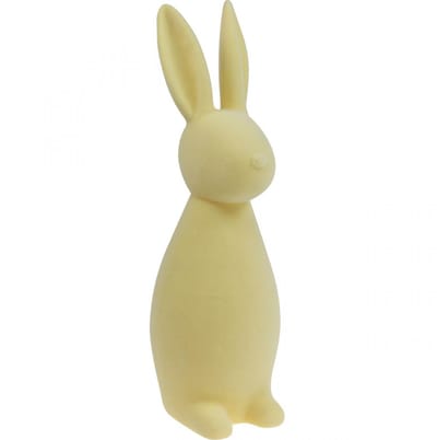 Decoratieve Paashaas – 2e keus – Gevlokt Geel H47cm