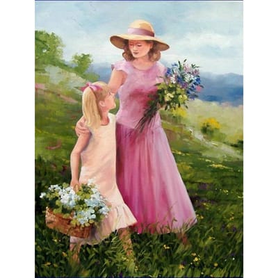 Peinture diamant mère et fille, peinture diamant complète, mosaïque 20X30CM beige