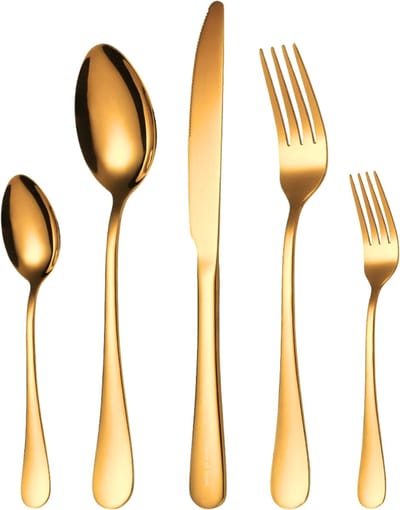 House of Husk Bestekset 30 Delig - Goud - RVS - 6 Persoons Set - Vaatwasserbestendig - Hoogglans