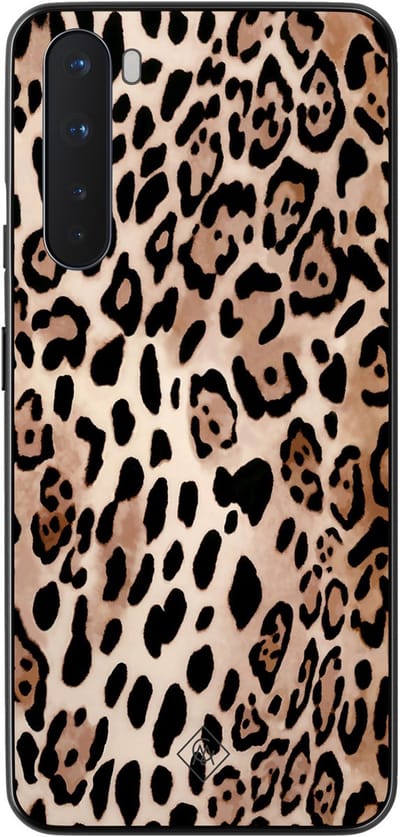 Casimoda® hoesje - Geschikt voor OnePlus Nord - Luipaard print bruin - TPU - Backcover - Zwart - Luipaardprint