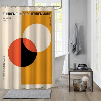 Zwart-Wit Modernisme Tentoonstelling Vintage Minimalistisch Bauhaus Waterdicht Stof Douchegordijn Badkamer Decoratie Gordijn 90x180cm