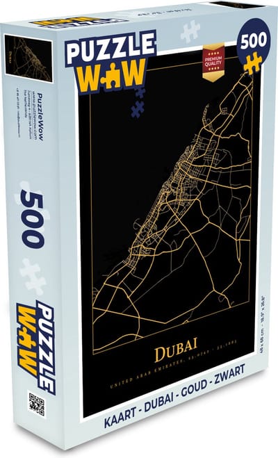 Puzzel Kaart - Dubai - Goud - Zwart - Legpuzzel - Puzzel 500 stukjes