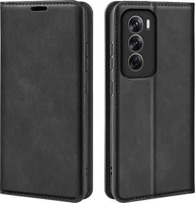 MobyDefend Hoesje - Geschikt voor Oppo Reno12 Pro - Luxe Wallet Bookcase (Magnetische Sluiting) - Zwart