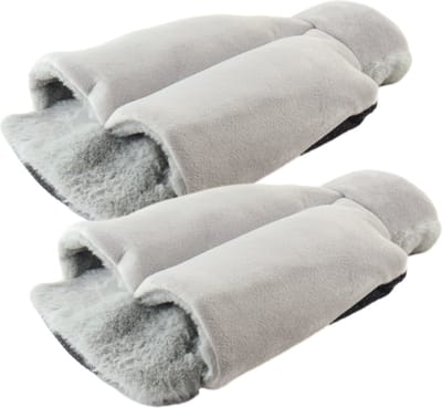 MARBEAUX Warmwaterkruik - Set van 2 Stuks - Voetenkruik - Kruik - met Hoes Grijs - Kersenpitkussen - Magnetron - Pittenzak