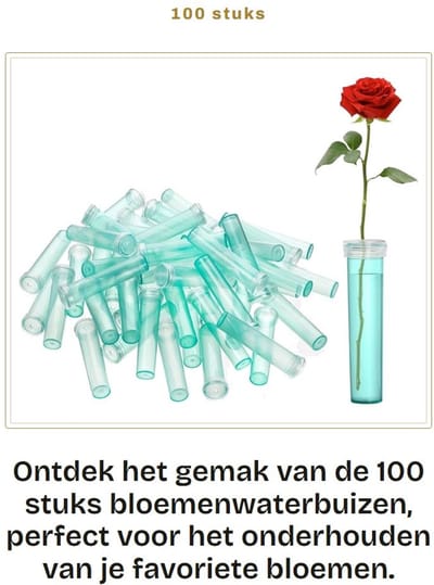 Dailygoods - 100 stuks bloemen waterbuizen - doorzichtige plastic waterflesjes - met rubberen deksels - ideaal voor bloemen - 2,8 inch - perfect voor...