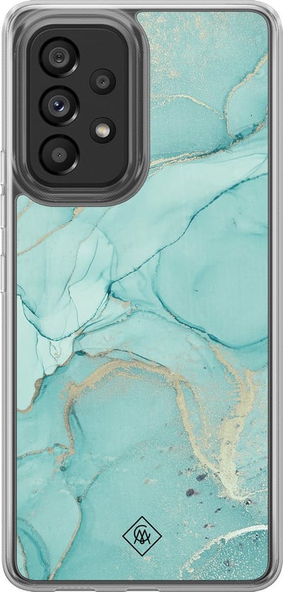 Casimoda® hoesje - Geschikt voor Samsung Galaxy A52 5G - Marmer mint groen - 2-in-1 case - Schokbestendig - Marble design - Verhoogde randen - Mint, Transparant