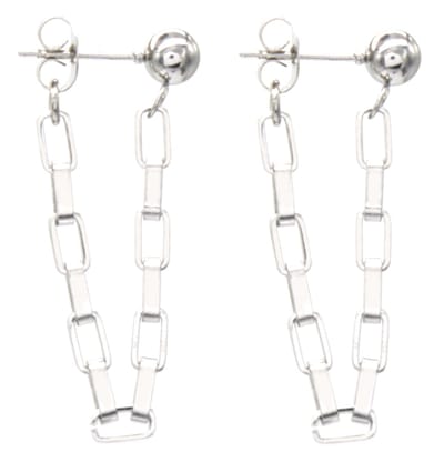 Oorbellen met Schakelketting - RVS - Lengte 3 cm - Zilverkleurig