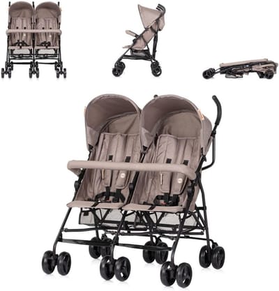 Dubbele Kinderwagen - Tandem Kinderwagen - Reizen Met Kinderen - Dubbele Punt Vouwbaar - 64 x 87 x 99 cm