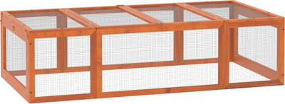 PawHut Konijnenhok konijnenkooi met buitenverblijf kleine dierenhok massief hout oranje D51-147