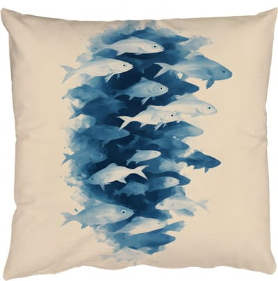 Sierkussens - Kussentjes Woonkamer - 50x50 cm - Vissen - Minimalistisch - Blauw