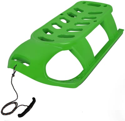 KOTARBAU® Sneeuw Slee, Sneeuwschijf, Kunststof, 87x45x26 cm, Groen, Bobsleeën, Sneeuwglijder, Glijschotel, Kinderslee met Metalen Glijders en Trekkoord voor Rodelen