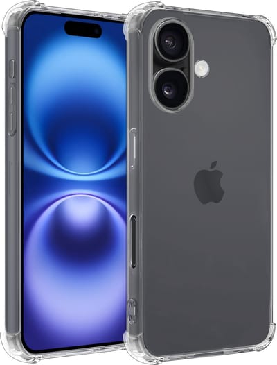Hoesje - Geschikt voor Apple iPhone 16 Plus - Sterk & Shockproof - Siliconen Shock Case - Hoes Cover - Telefoonhoes - Transparant