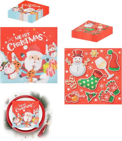 40 Kerst Papieren Servetten, Wegwerp Servetten voor Cocktails, Decoratieve Servetten voor Feestelijke Dinners, Kerst Accessoires, 33 x 33 cm, Perfect voor Tafeldecoratie en Feestjes