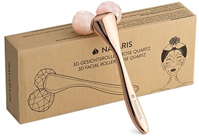 Rozenkwarts Gezichtsmassageroller - Dubbele Roller voor Verkoelende Huidmassage - Y-vormig Design