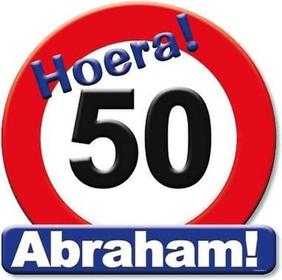 50 jaar Abraham verjaardag stopbord - Dia 50 cm - Leeftijd feestartikelen - verkeersbord - Karton - Huldebord - Deurbord