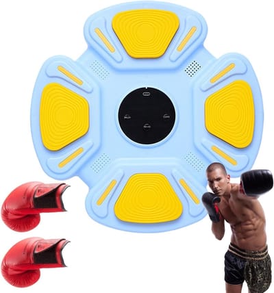 Boksmachine met Muziek - Reactieve Fitness - Interactieve Training - Verstelbare Volume - 32 x 32 cm - Blauw