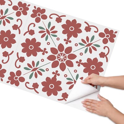 Coloray Meubel Wrap Folie - Rood Meubelfolie - 65x130 cm - Wrapfolie Keuken Volksbloemen - Decoratiefolie - Rustiek Meubelfolie - Meubel Wrap Folie - Woonkamer decoratie - Bloemen en planten