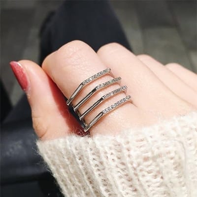 Meerlaagse Open Ring Nieuwe Mode Sieraden Verstelbare Ringen Voor Vrouwen Dame Valentijnsdag Cadeaus Bijoux Resizable zilver