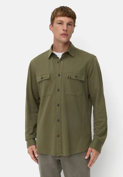 camel active Shirt met lange mouwen van katoenen jersey - Maat menswear-S - Khaki
