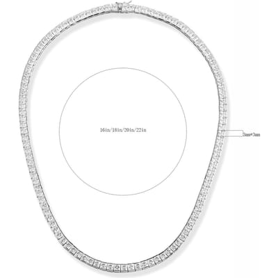 Heren Nieuwe Koper Zirkonia Tennis Ketting - 4mm*4mm Vierkante Schakels Unisex Hip Hop Ketting white