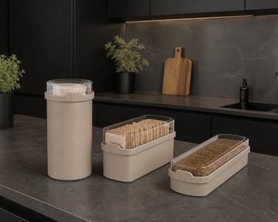 JQ Liv Voordeelset 3 Stuks Beige - Ontbijtkoek, beschuit en Cracker bewaardoos - 100% luchtdicht
