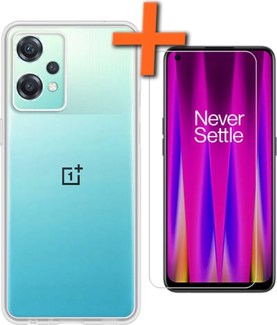 Hoes - Met Screenprotector - Geschikt voor OnePlus Nord CE 2 Lite - Sterk & Shockproof - Back Cover - Siliconen Case - Telefoon Hoes - Transparant
