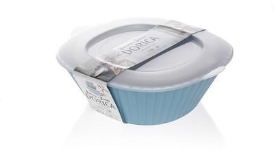Saladeschalen 'Dorica' met deksel - 3-delig - lunchbox - Saladekom - Magnetronbestendig - Mealprep - Licht Blauw