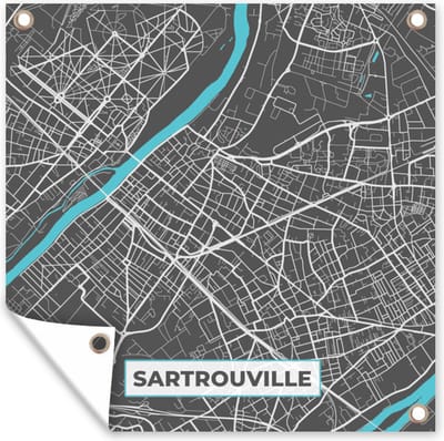 Tuin poster Frankrijk - Sartrouville - Stadskaart - Kaart - Plattegrond - 200x200 cm - Tuindoek