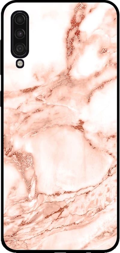 Smartphonica Telefoonhoesje voor Samsung Galaxy A30s marmer look - backcover marmer hoesje - Wit Rosé Goud geschikt voor Samsung Galaxy A30s