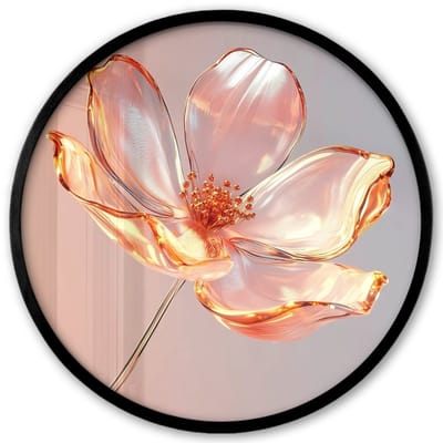 Poster in lijst Rond - Fotolijst 40x40 cm - Posters - Glazen - Bloem - Roze - Ronde posterlijst zwart - Decoratie - Wanddecoratie woonkamer - Muurdecoratie slaapkamer