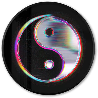 Poster in lijst Rond - Fotolijst 60x60 cm - Posters - Yin-Yang - Cirkel - Regenboog - Ronde posterlijst zwart - Decoratie - Wanddecoratie woonkamer - Muurdecoratie slaapkamer