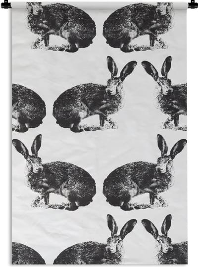 Wandkleed - Wanddoek - Vintage - Design - Konijn - Dieren - 60x90 cm - Wandtapijt