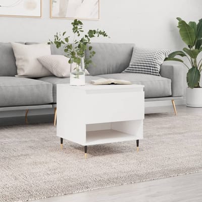 vidaXL - Salontafel - 50x46x50 - cm - bewerkt - hout - wit