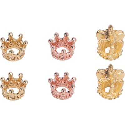 6 Stuks Mini Kronen Stevige Duurzame Metalen Kroon Stijlvol Design Heldere Kleur Multifunctionele Kroon Bedel beige