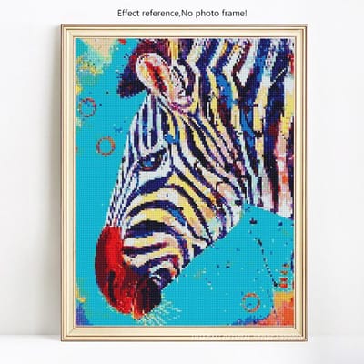 5d Diamant Schilderij Boor Ronde Dieren Diamant Mozaïek Zebra Strass Foto's Diamant Borduurwerk 20X30 blue