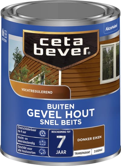 Cetabever - Snelbeits Gevel Hout Transparant - Donker Eiken - 750 Ml