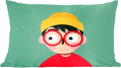 Sierkussens - Kussentjes Woonkamer - 60x40 cm - Jongen - Cartoon - Bril - Muts
