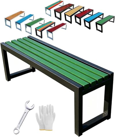 Buitenbank Tuin - Terrasmeubel Bank - Genieten Buiten - Verstelbare Stelpoten - 80cm - Zwart Groen