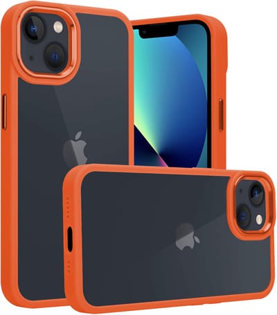 IYUPP Hoesje Geschikt voor iPhone 14 Hoesje - Shockproof Back Cover - Oranje Transparant